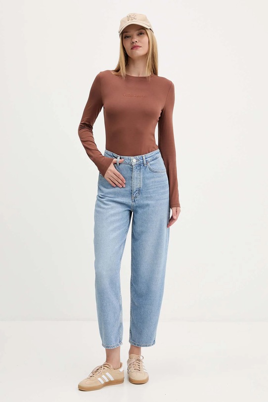 Μακρυμάνικο Guess Jeans W4YI22.J1314 καφέ AW25
