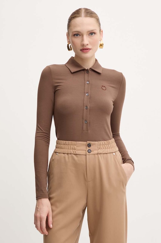 Majica dugih rukava Pinko slim smeđa 104166.A1DE