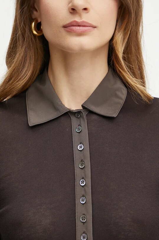 Хлопковый лонгслив Pinko 104225.A24T коричневый