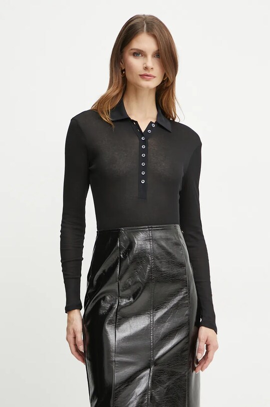 Бавовняний лонгслів Pinko slim чорний 104225.A24T