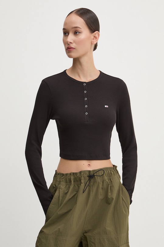 Tommy Jeans longsleeve fixat negru DW0DW18430