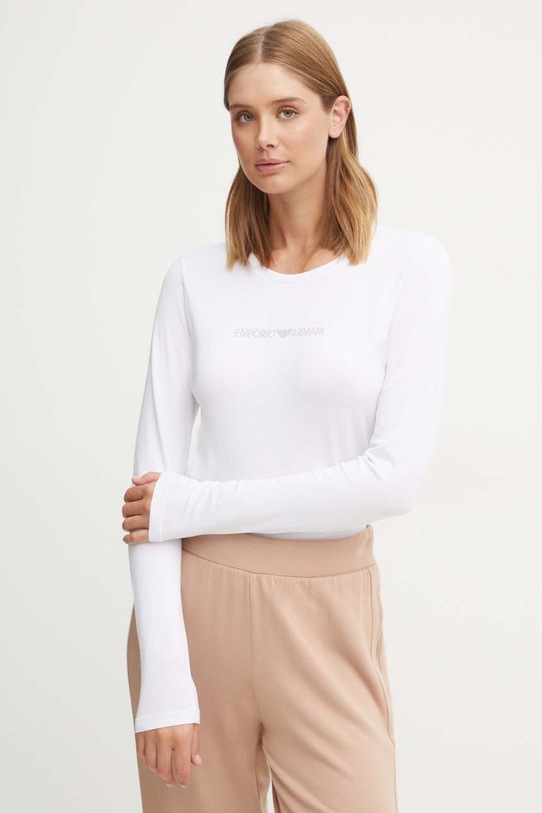 Tričko s dlouhým rukávem Emporio Armani Underwear nášivka bílá 163229.4F223