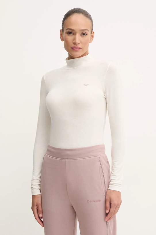 Домашна блуза с дълъг ръкав с вълна Emporio Armani Underwear 164633.4F224 бежов AW24