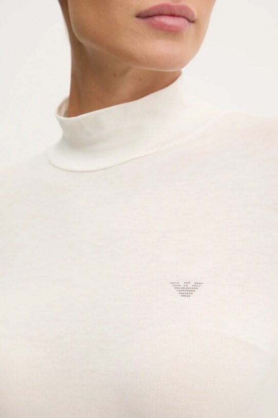 Lounge tričko s dlouhým rukávem s příměsí vlny Emporio Armani Underwear béžová 164633.4F224