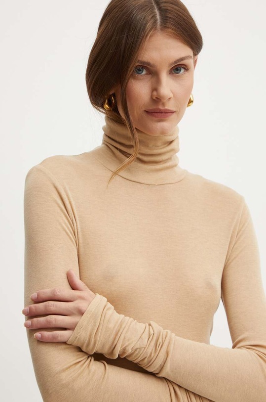 Elisabetta Franchi longsleeve din amestec de lana uni bej MA94B46E2