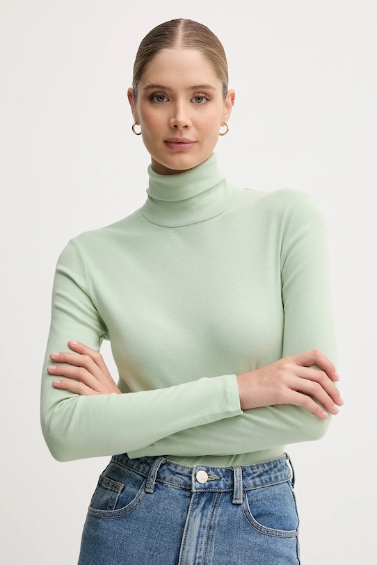Bavlnené tričko s dlhým rukávom United Colors of Benetton zelená 3GA2E2224