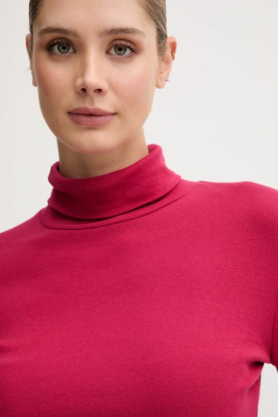 Oblečení Bavlněné tričko s dlouhým rukávem United Colors of Benetton 3GA2E2224 růžová