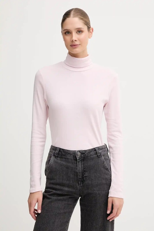 United Colors of Benetton longsleeve bawełniany różowy 3GA2E2224