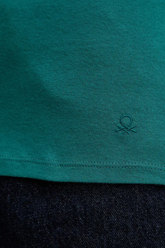 United Colors of Benetton longsleeve bawełniany turkusowy 3GA2E2224