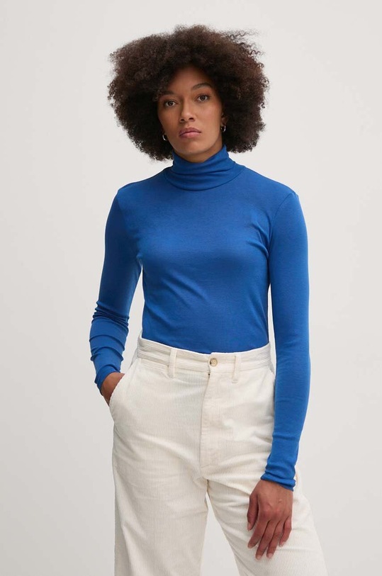 United Colors of Benetton longsleeve din bumbac albastru 3GA2E2224