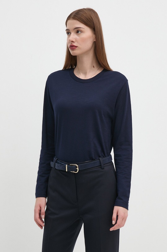United Colors of Benetton longsleeve bawełniany regular granatowy 3BVXD107Y