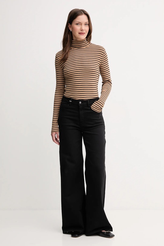 United Colors of Benetton longsleeve bawełniany 30YSE2225 brązowy AW25