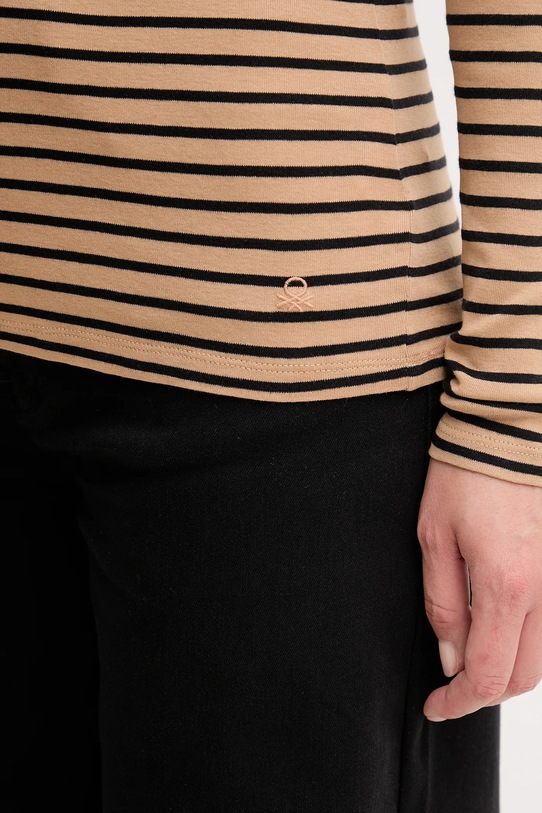 United Colors of Benetton longsleeve bawełniany 30YSE2225 brązowy