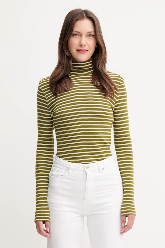 Bavlněné tričko s dlouhým rukávem United Colors of Benetton regular zelená 30YSE2225