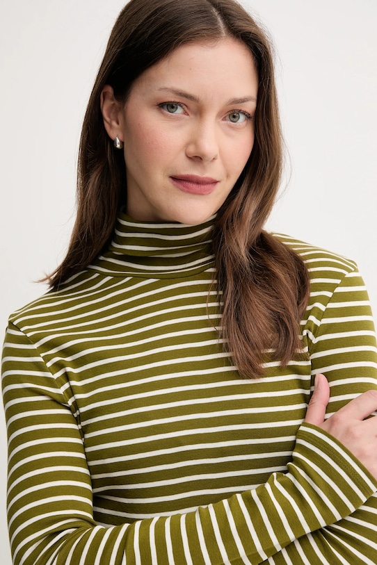 Bavlněné tričko s dlouhým rukávem United Colors of Benetton zelená 30YSE2225