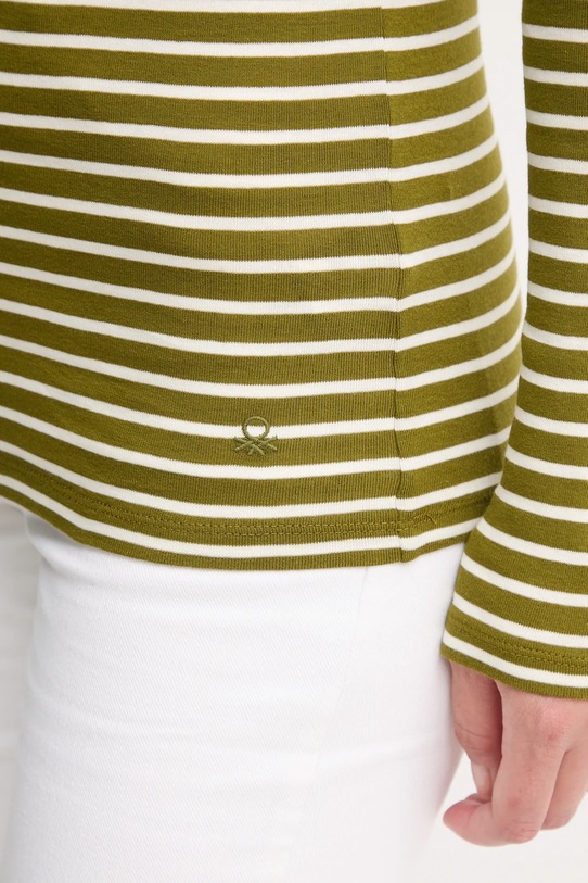 Bavlněné tričko s dlouhým rukávem United Colors of Benetton 30YSE2225 zelená