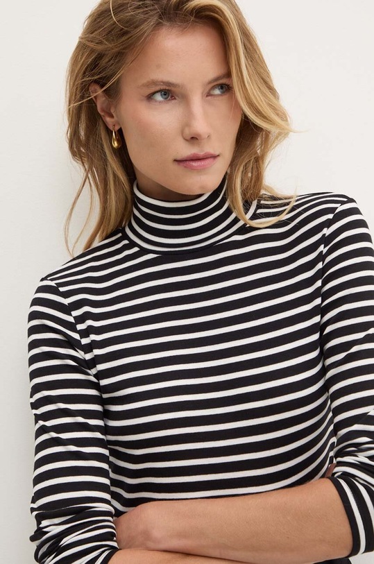 United Colors of Benetton longsleeve bawełniany wzorzyste czarny 30YSE2225