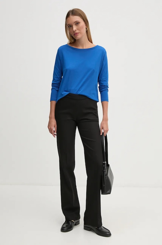 Bavlněné tričko s dlouhým rukávem United Colors of Benetton 3096D102Q modrá AW24