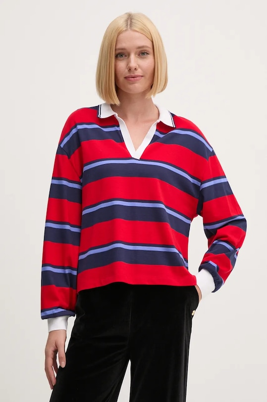 United Colors of Benetton longsleeve bawełniany wzorzyste czerwony 38Y3D300T