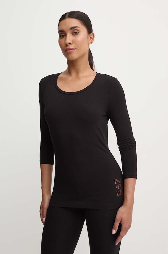 Tričko s dlhým rukávom EA7 Emporio Armani slim čierna TJQCZ.6DTT06.0210