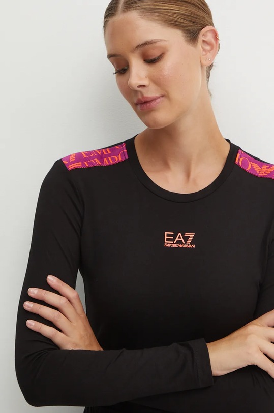 EA7 Emporio Armani longsleeve din bumbac imprimeu negru TJLOZ.6DTT16.1200