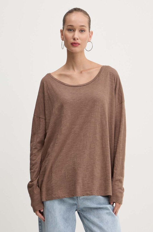 Tričko s dlouhým rukávem Superdry hnědá W6011975A.C1F