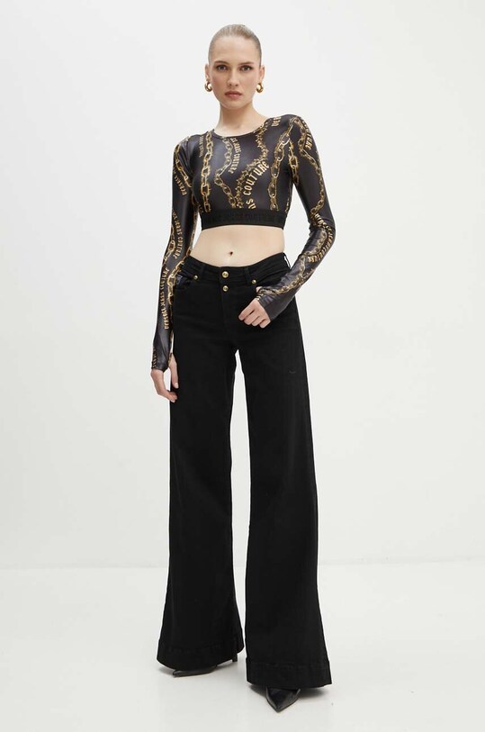 Tričko s dlhým rukávom Versace Jeans Couture 77HAH218.JS417 čierna AW24