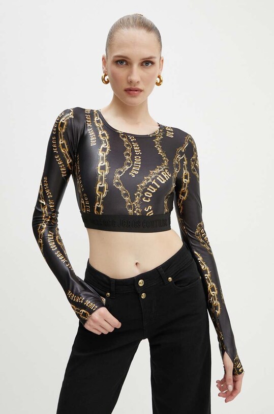 Tričko s dlhým rukávom Versace Jeans Couture čierna 77HAH218.JS417