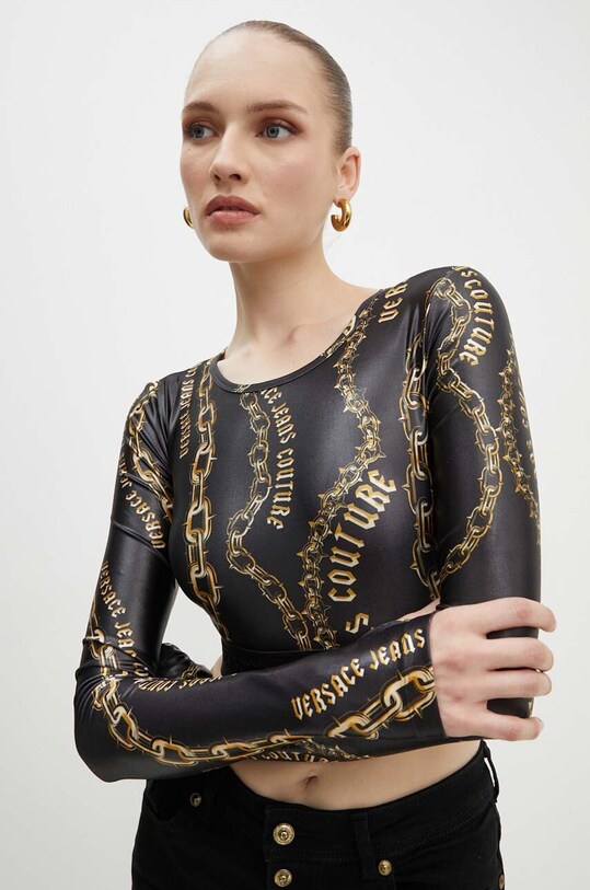 Tričko s dlhým rukávom Versace Jeans Couture 77HAH218.JS417 čierna