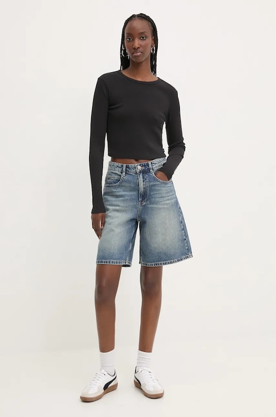 Vans longsleeve din bumbac VN000HHWBLK1 negru AW24