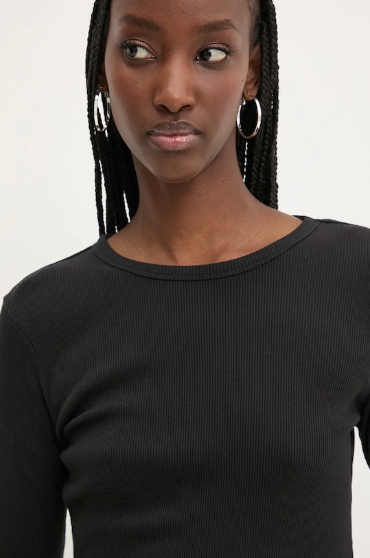 Vans longsleeve din bumbac negru VN000HHWBLK1