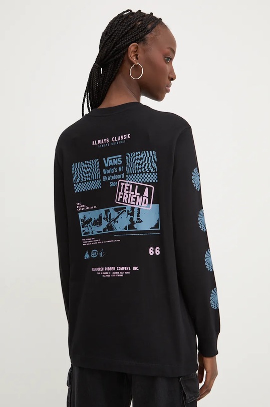 Bavlněné tričko s dlouhým rukávem Vans černá VN000HHSBLK1