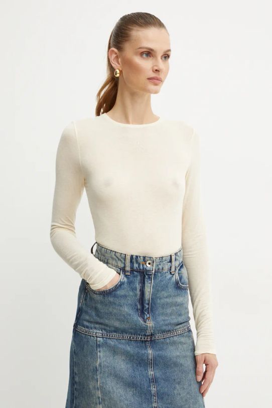 Πουκάμισο μακρυμάνικο με μείγμα κασμίρ Patrizia Pepe με ελαστάν μπεζ 2M4406.J239