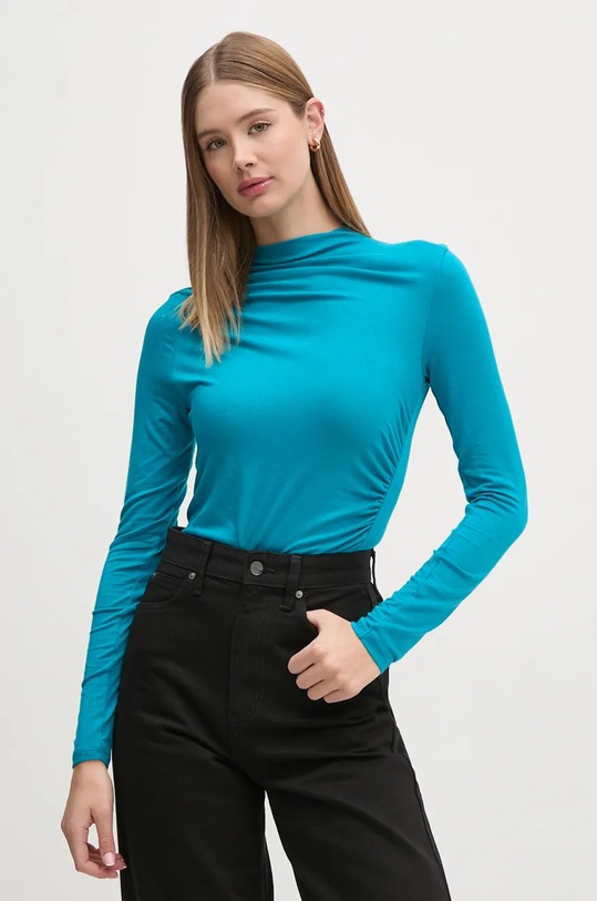 Tričko s dlouhým rukávem United Colors of Benetton slim tyrkysová 32AVD108J