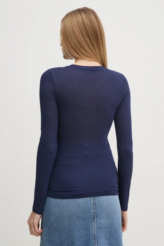 Îmbrăcăminte United Colors of Benetton longsleeve din amestec de casmir 3R0KD108H bleumarin