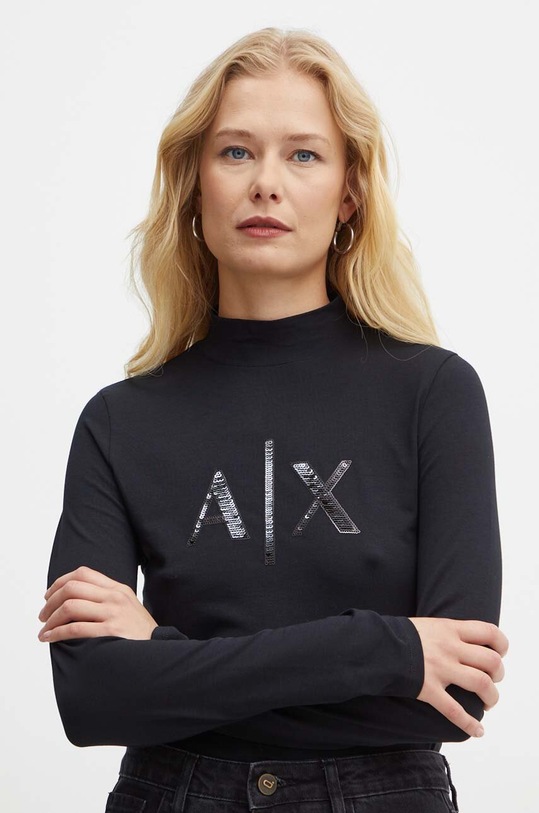 Armani Exchange camicia a maniche lunghe applique nero XW000061.AF10355