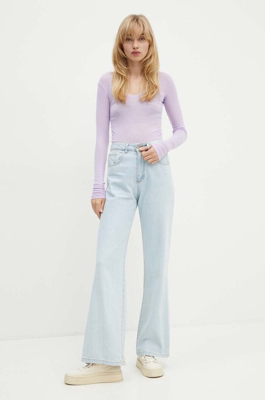 Pamučna majica dugih rukava American Vintage MAS02DH24 ljubičasta AW24