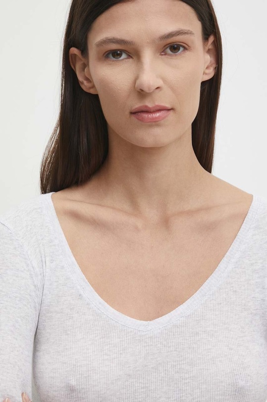 Bavlněné tričko s dlouhým rukávem American Vintage šedá MAS02DH24