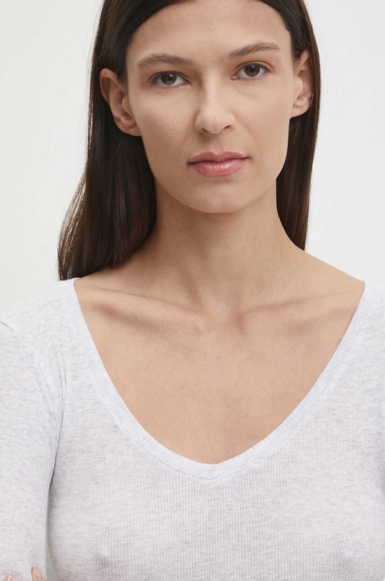 Bavlněné tričko s dlouhým rukávem American Vintage šedá MAS02DH24