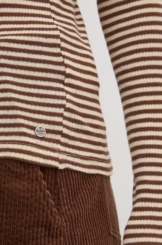 Памучна блуза с дълги ръкави Pepe Jeans ELIF PL505946 бежов