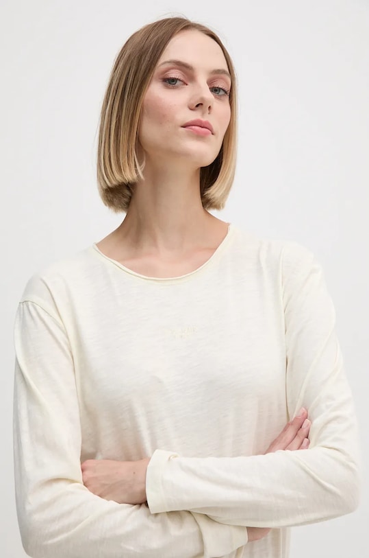 Бавовняний лонгслів Pepe Jeans FLOREN бежевий PL505954