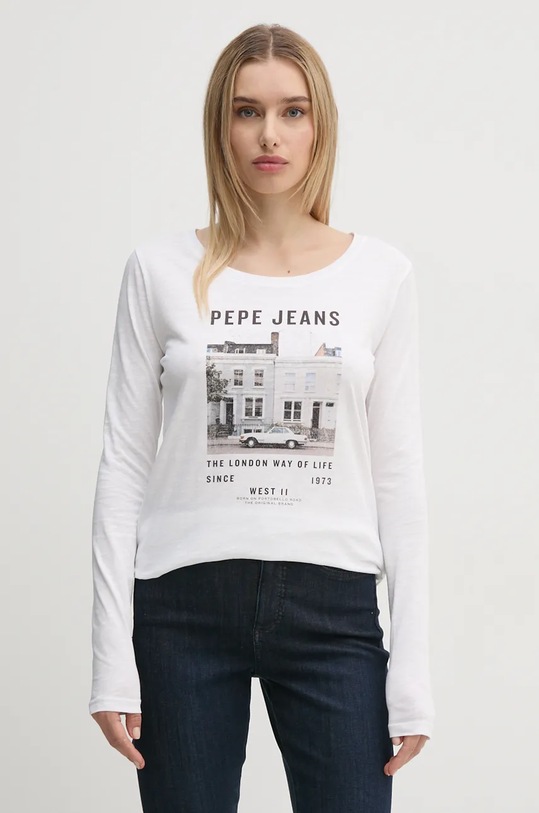 Pepe Jeans longsleeve GWEN print alb PL505977