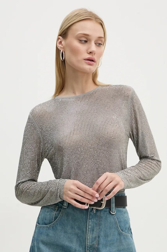 Samsoe Samsoe longsleeve SAMAGDA imprimeu gri F24300082