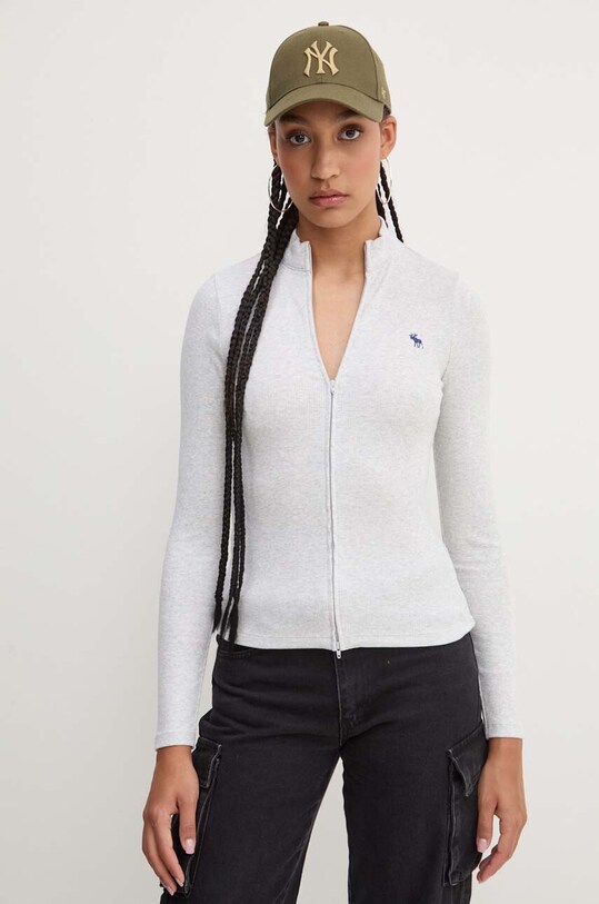 Tričko s dlouhým rukávem Abercrombie & Fitch slim šedá KI139.4664.112