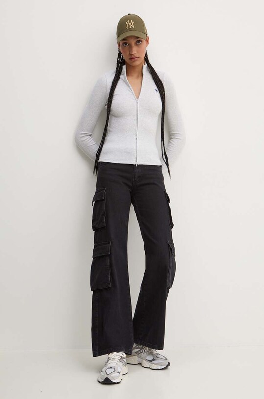 Tričko s dlouhým rukávem Abercrombie & Fitch KI139.4664.112 šedá AW24