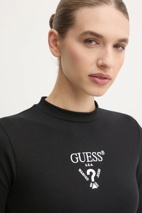 Majica dugih rukava Guess COLETTE crna V4YI23.KCDH1