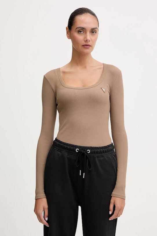 Majica dugih rukava Guess bež V4BP07.K8RT2