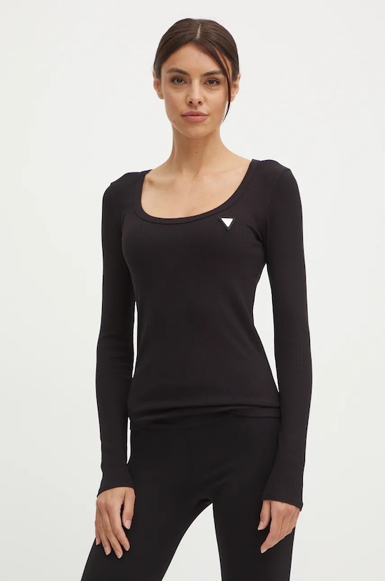 Лонгслив Guess slim чёрный V4BP07.K8RT2