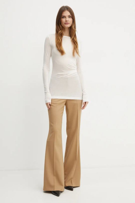 Tričko s dlouhým rukávem s příměsí vlny MAX&Co. 2426976013200 béžová AW24