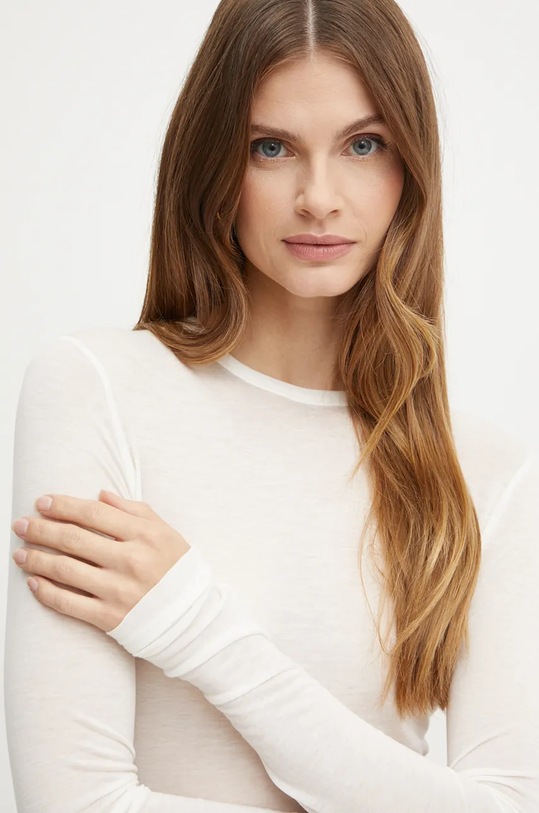 Tričko s dlouhým rukávem s příměsí vlny MAX&Co. béžová 2426976013200